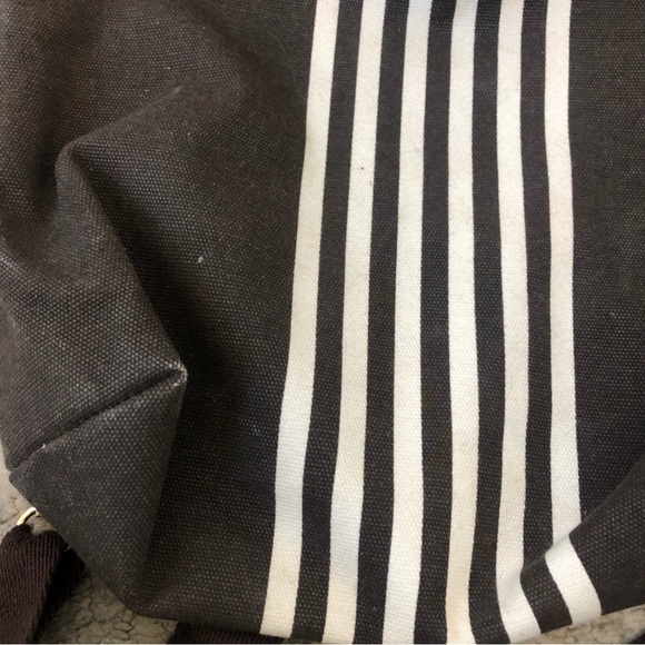 Henri Bendel Brown and White Stripe Convertible Nylon Travel Packable Backpack main image 7